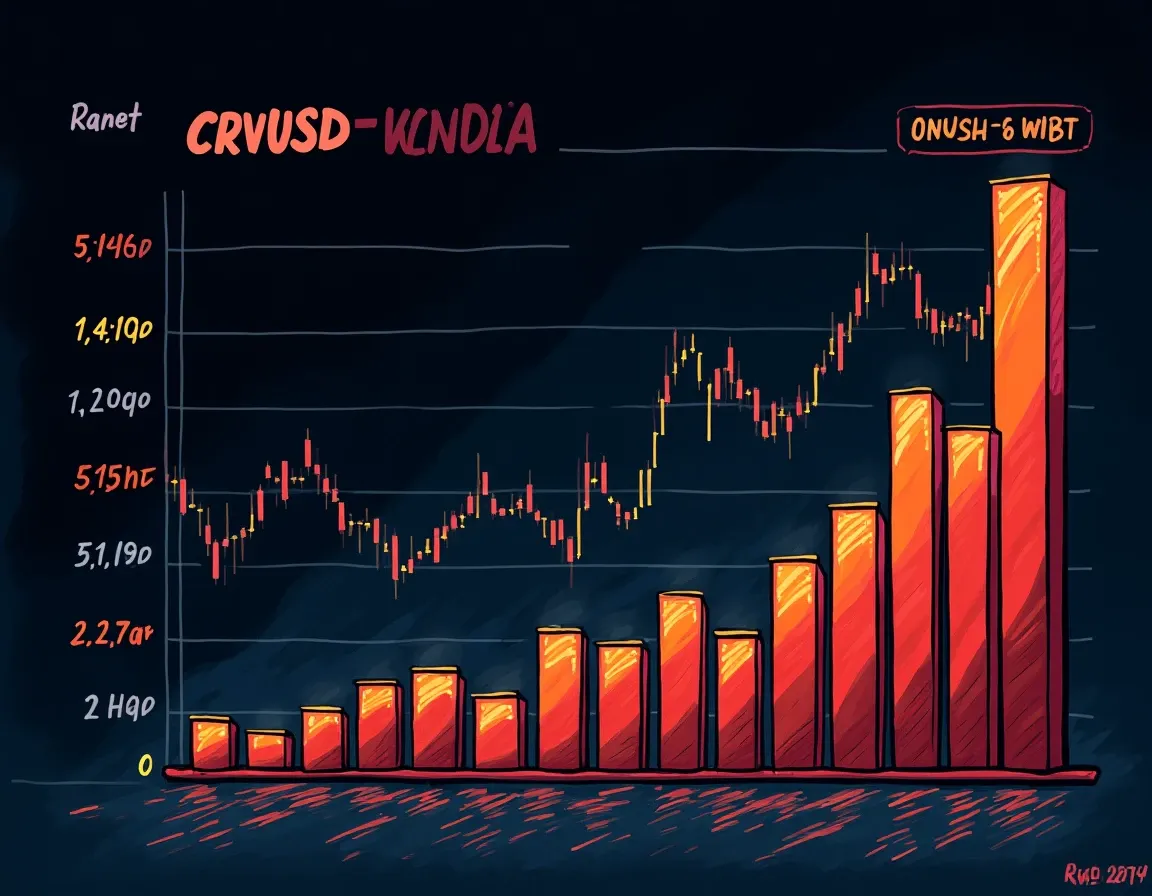 Seven-day trading volume chart displaying CRVUSD-WBTC pool transaction history and liquidity