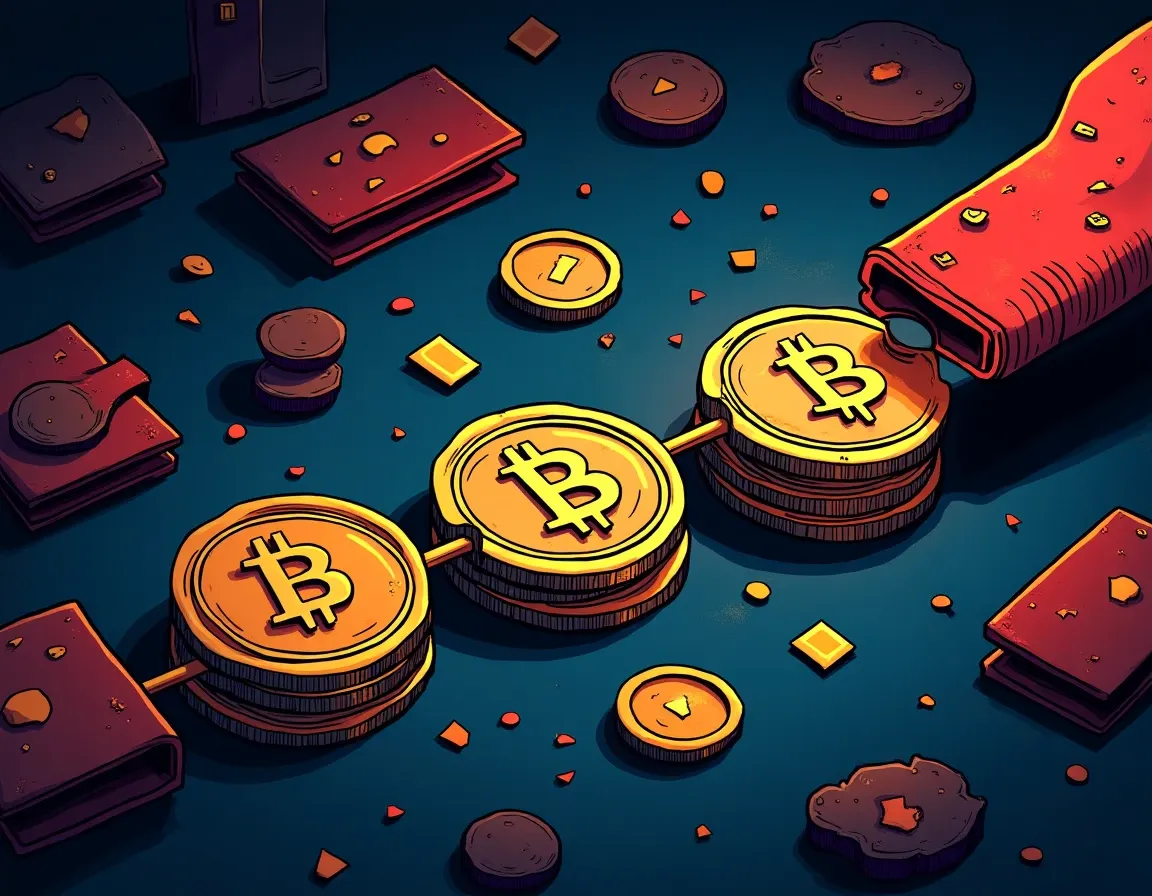 On-chain transaction flow diagram displaying stolen cryptocurrency dispersed from consolidated address to multiple fresh wallets