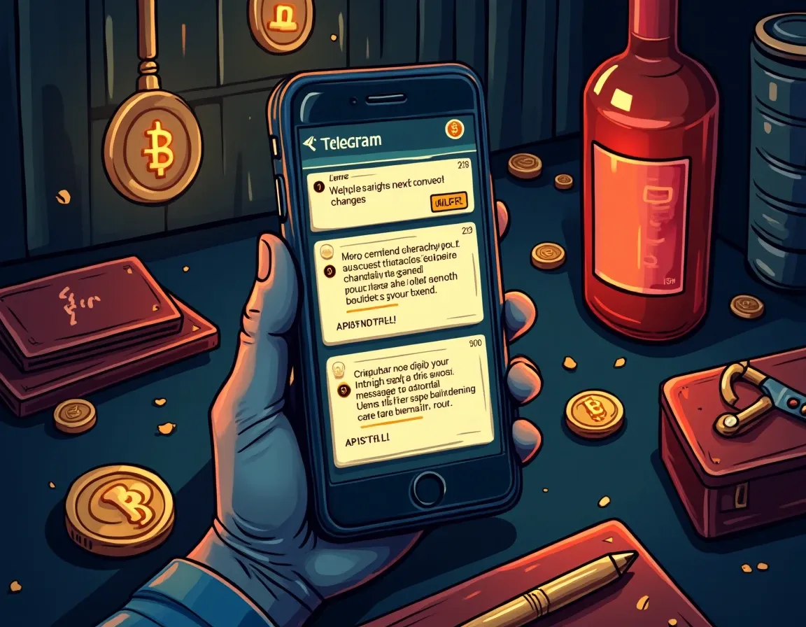 Telegram mobile app showing real-time DeFi position health factor alert messages