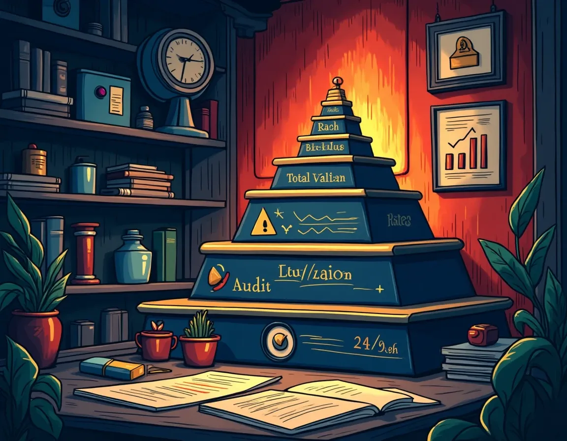 Pyramid showing DeFi risk checks ranked by speed with TVL charts and audit badges