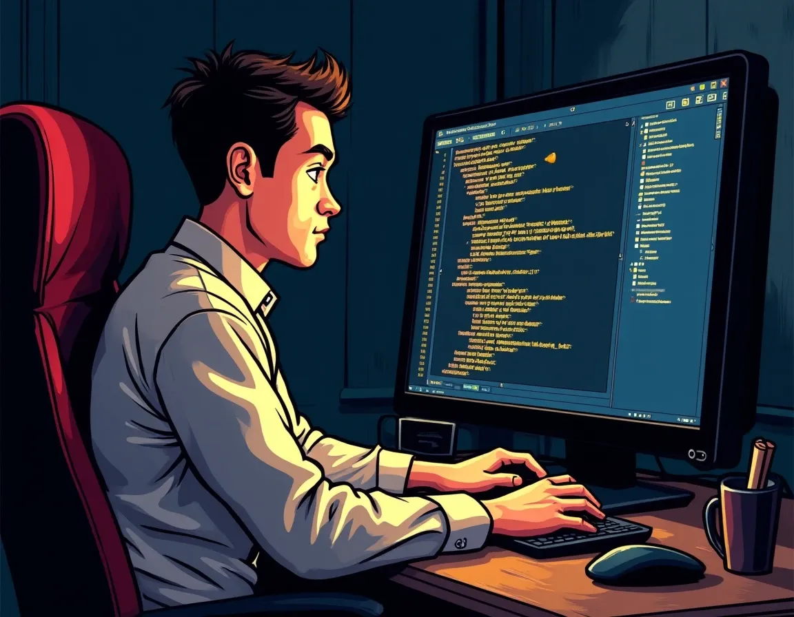 Developer reviewing smart contract code to verify DeFi yield mechanism safety