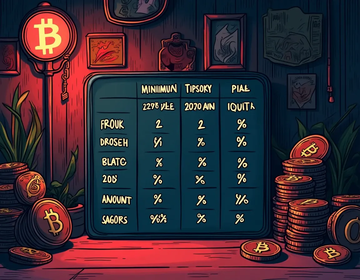 Fee comparison table showing exchange rates and minimum deposits for crypto platforms