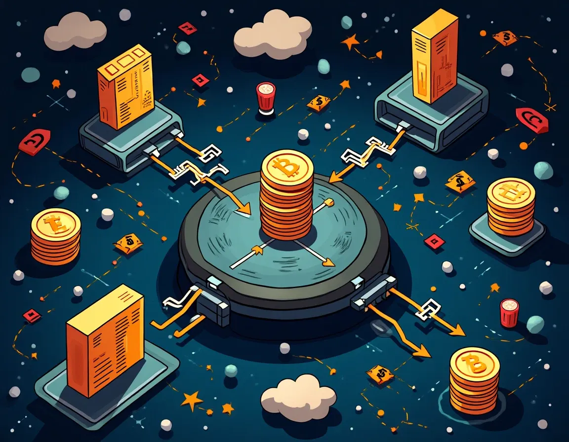 Capital flow diagram illustrating how exchange earn programs deploy user funds across staking and lending