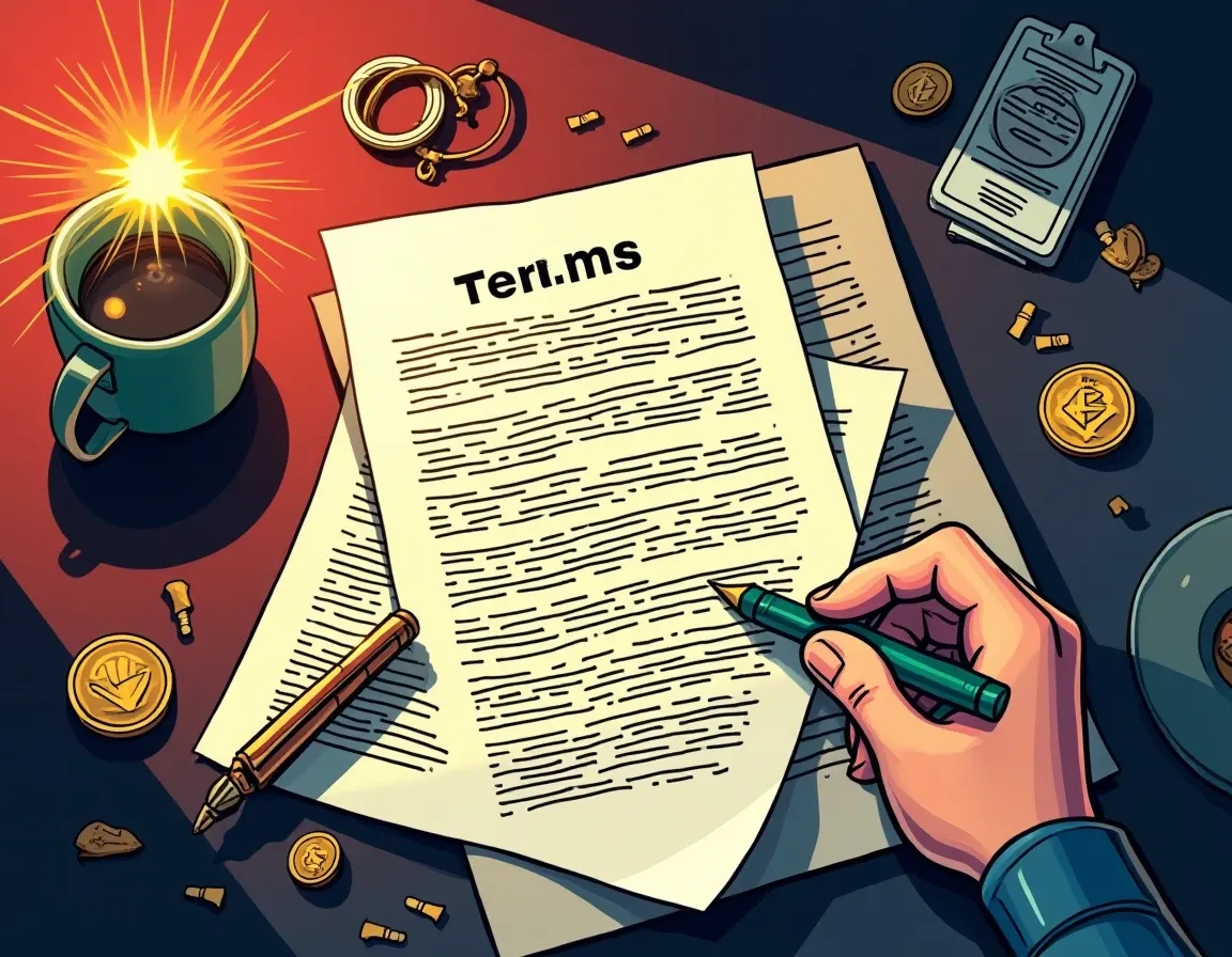 Staking terms of service with slashing liability clauses and validator contract diagrams