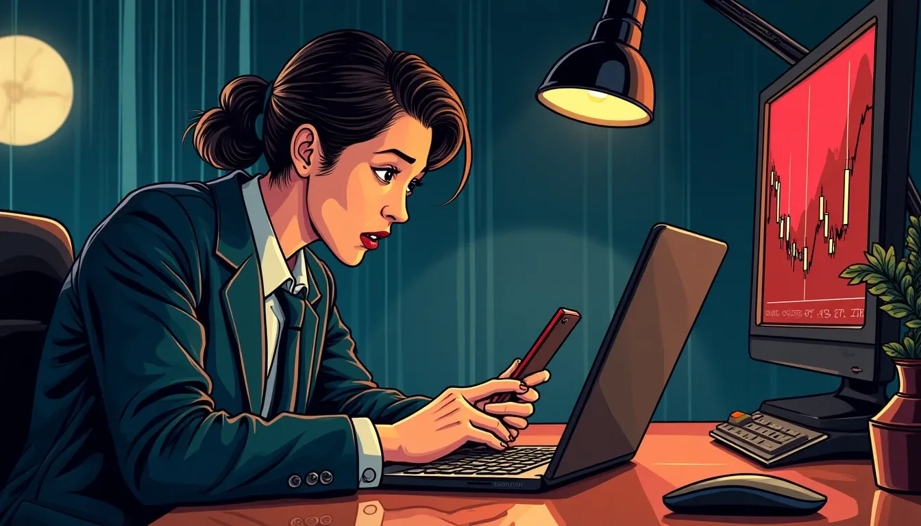 Person checking phone during market volatility waiting for exchange withdrawal