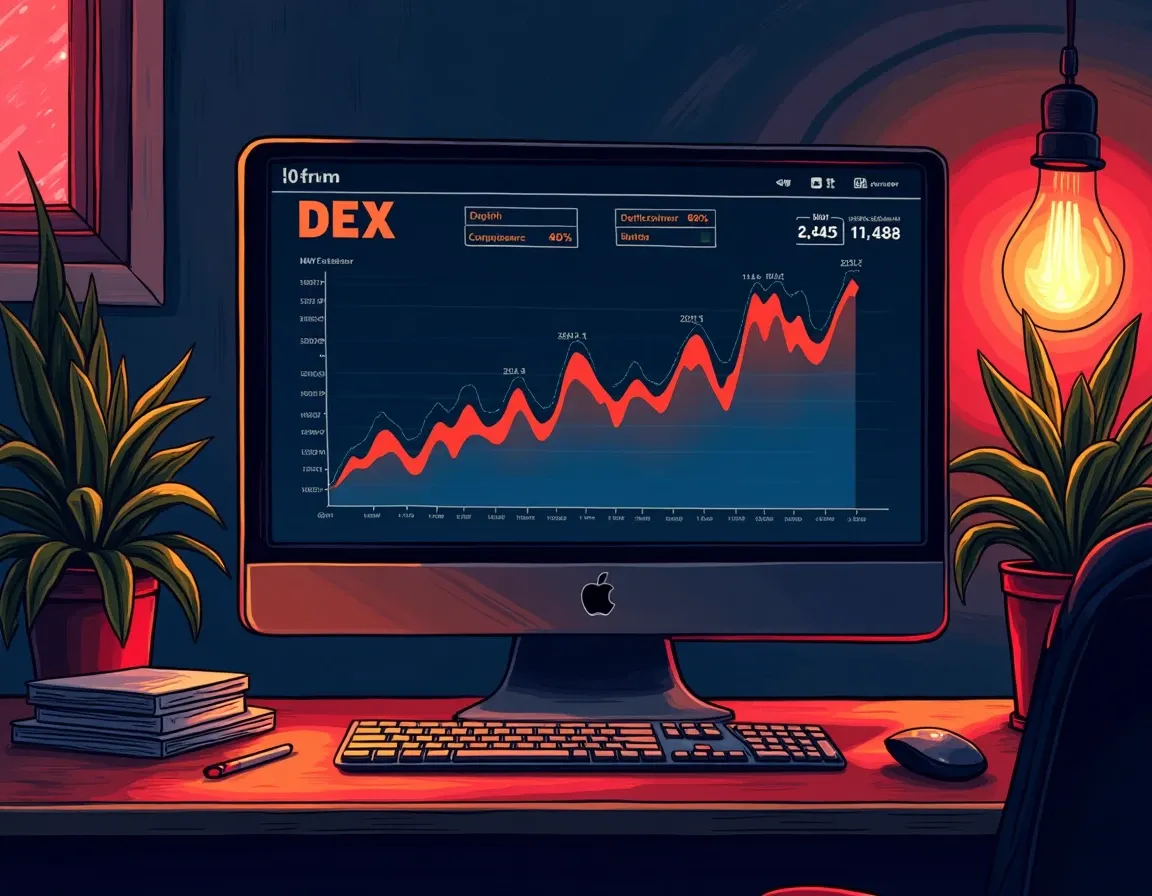 Decentralized exchange interface displaying liquidity pool depth chart and slippage estimation tools