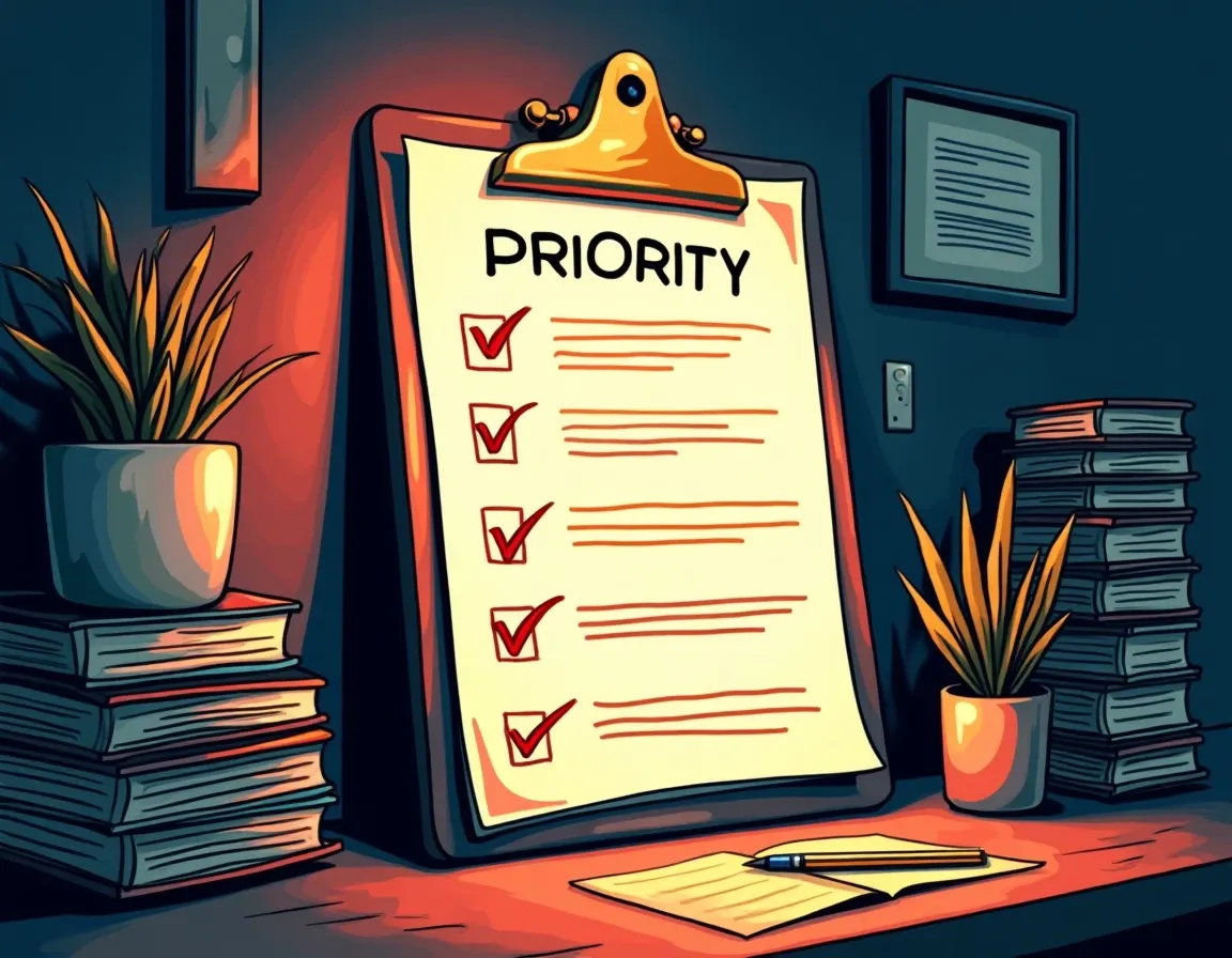 Prioritized task list showing top two financial positions highlighted for immediate action using 80/20 rule