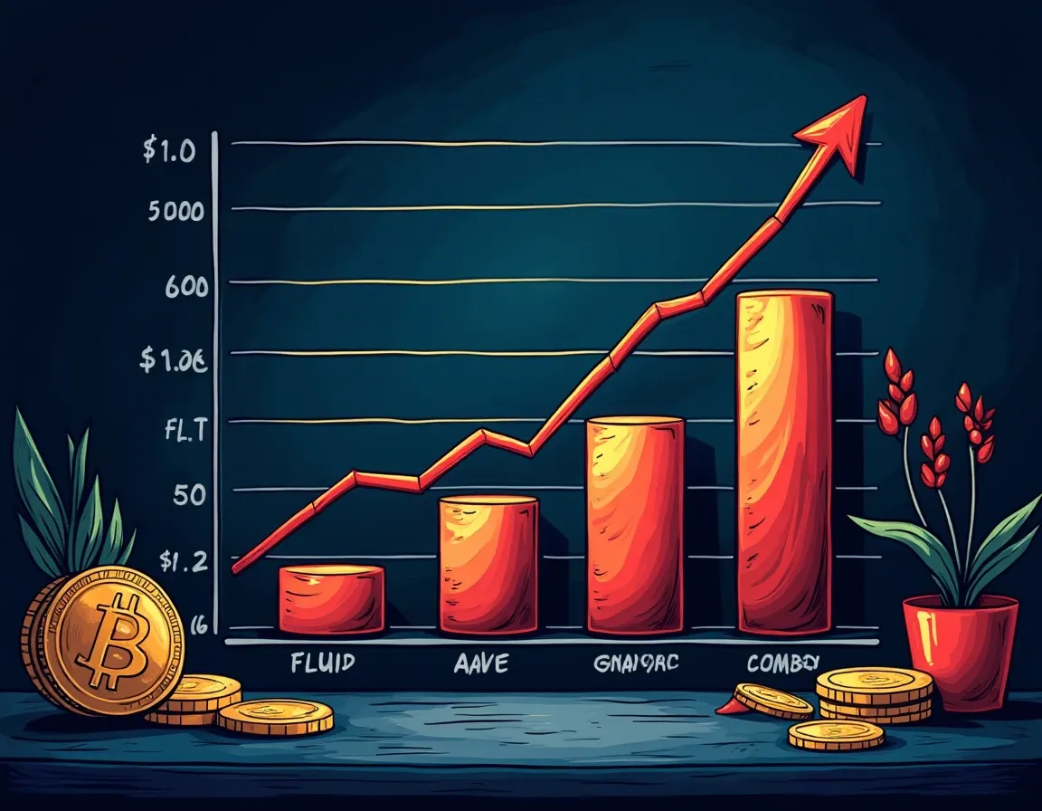 Bar chart comparing lending rates across Fluid, Aave, and Compound protocols