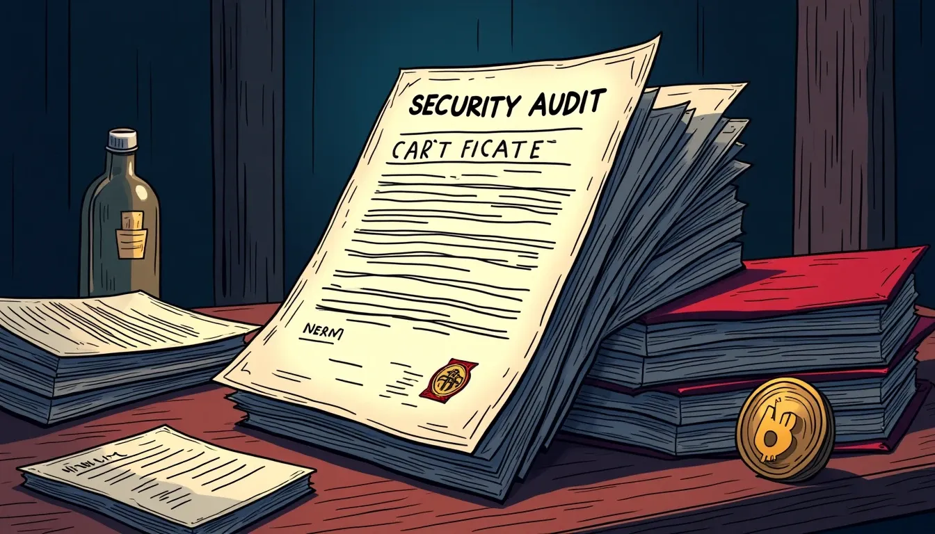 Smart contract audit certificates and deployment verification documents for DeFi protocol review