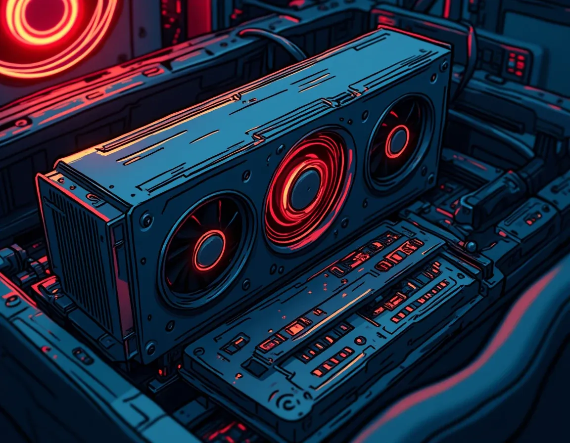 GPU mining rig with multiple graphics cards installed showing modular hardware configuration and cooling