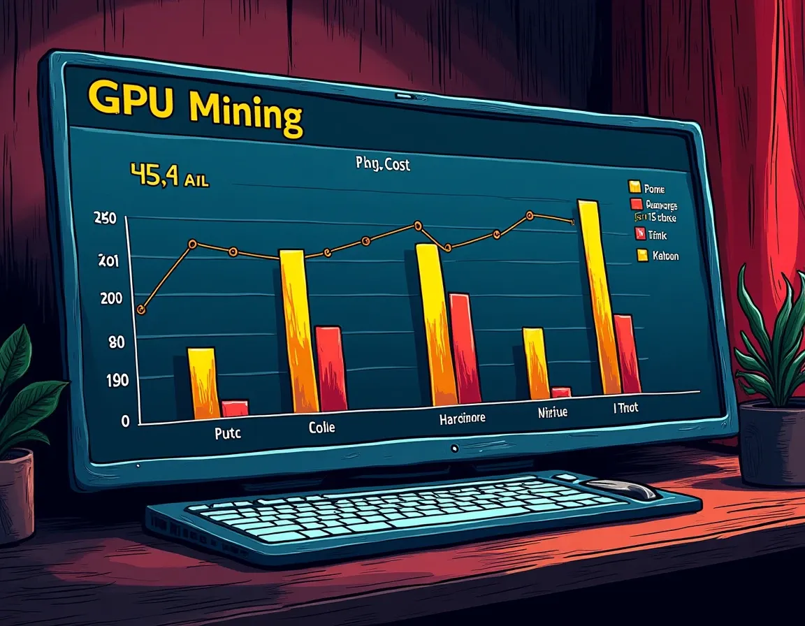 Mining profitability spreadsheet with cost, revenue, electricity, and resale depreciation columns