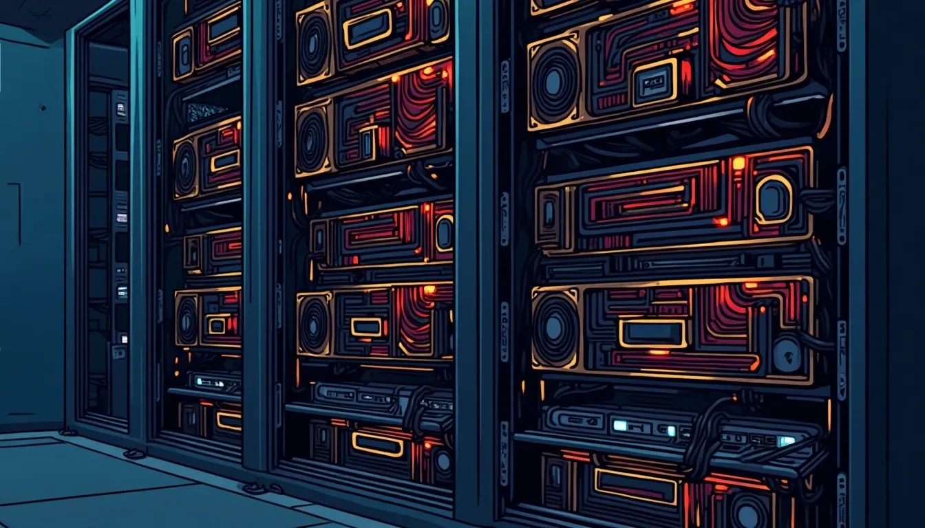 Modern GPU server rack with multiple graphics cards mining cryptocurrency