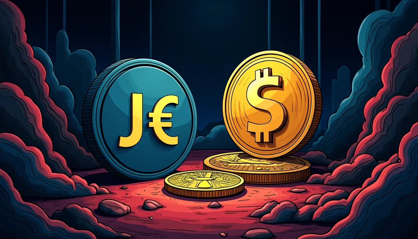 Jupiter Exchange and USDC symbols with Solana network nodes showing 7.71% lending rate