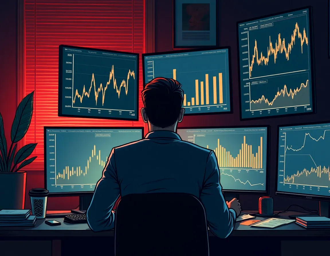 DeFi protocol analyst reviewing on-chain fee generation and revenue distribution across multiple screens