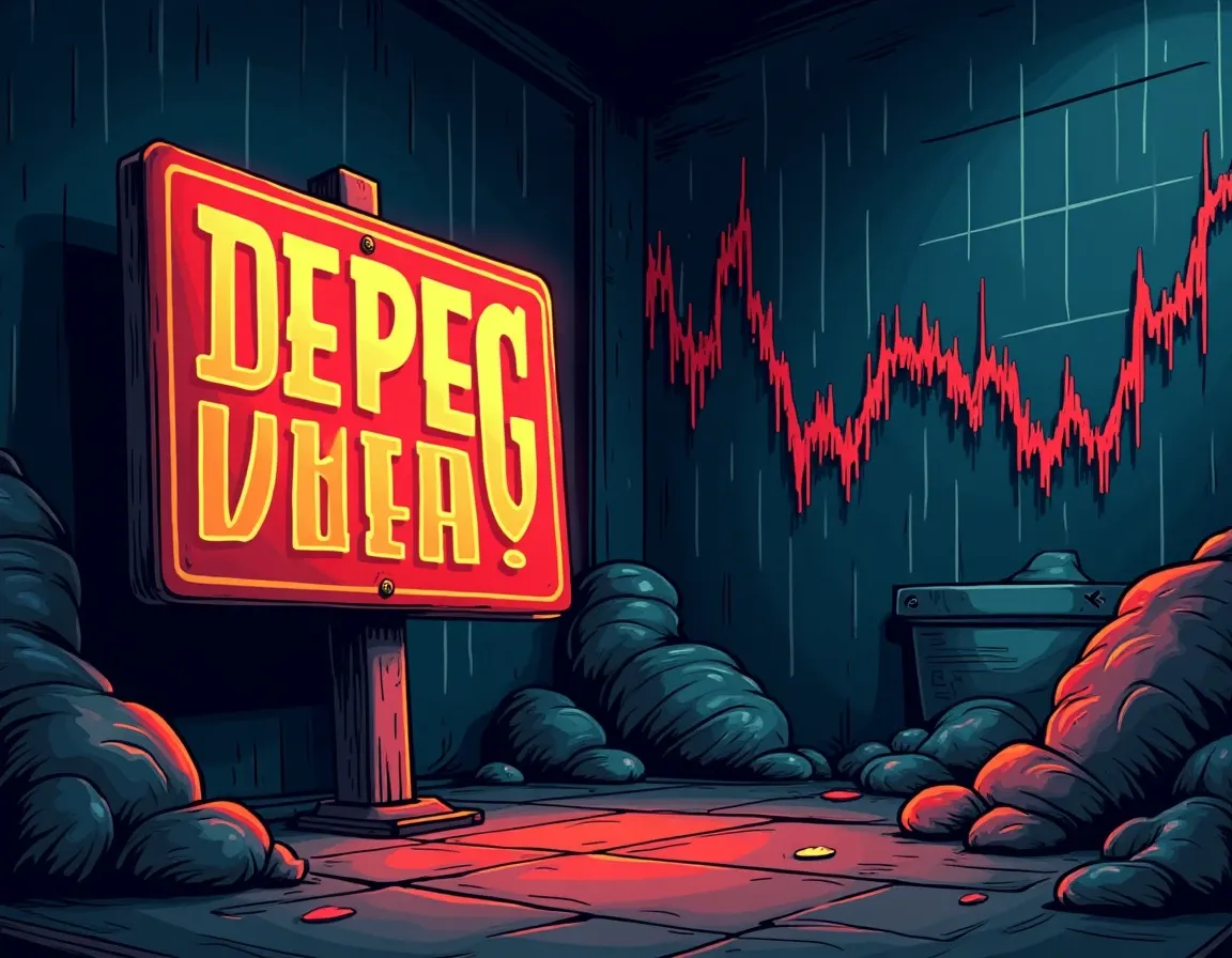 Chart showing liquid staking token depeg risk during market stress with warning indicator