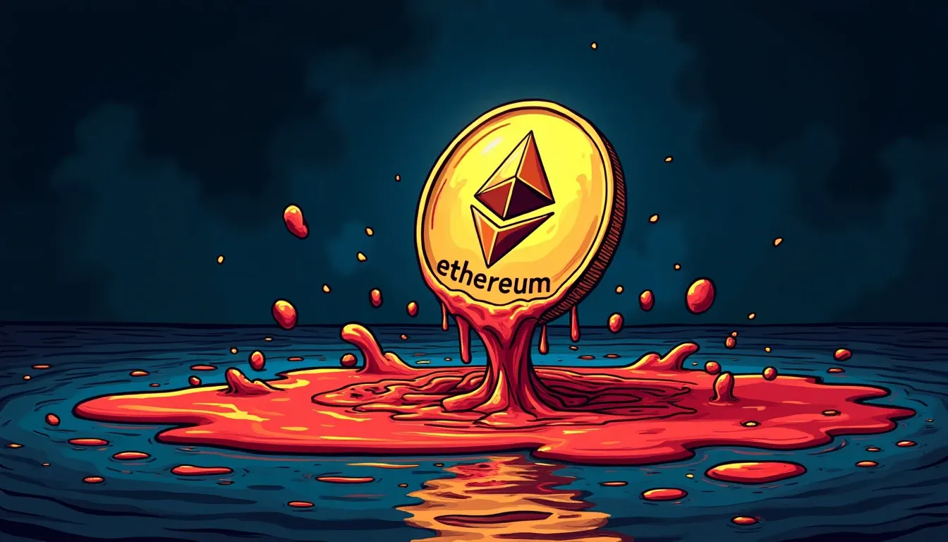 Ethereum token with liquid flow around validator key symbolizing liquid staking tokens