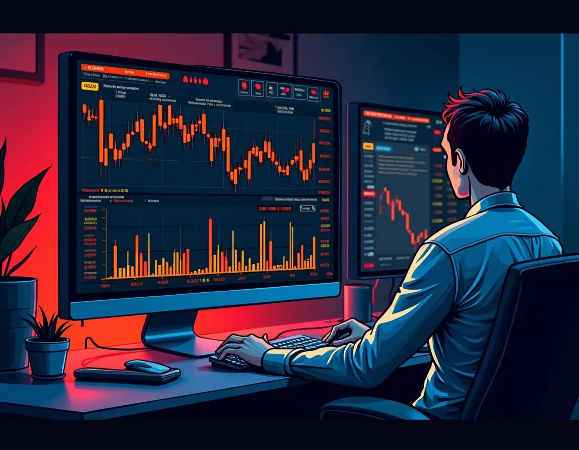 Trading data screens showing divergence between falling DEX volume and rising price action