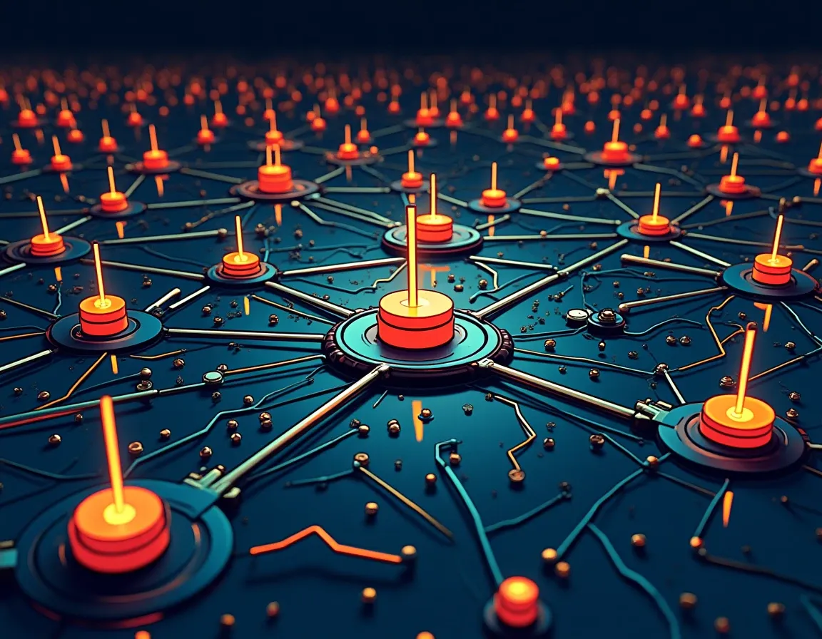 Cross-chain blockchain network visualization showing multi-network transaction routing and volume flow