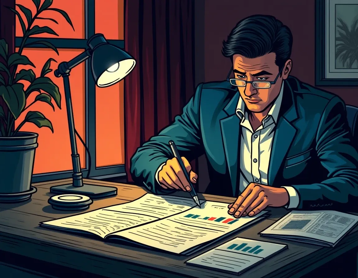 Investor reviewing diversified portfolio with separate allocations for speculative and stable income streams