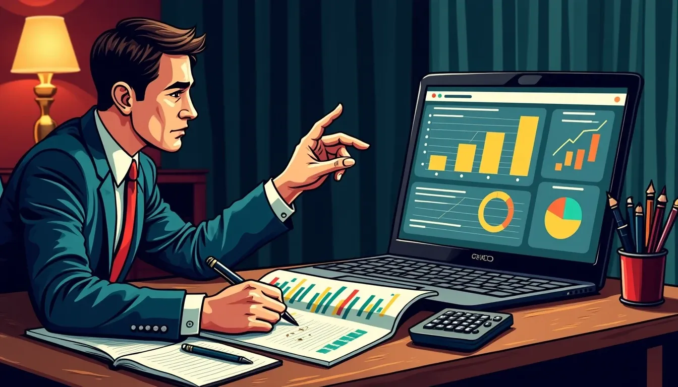 Analyst reviewing two sets of financial data side by side on laptop screen