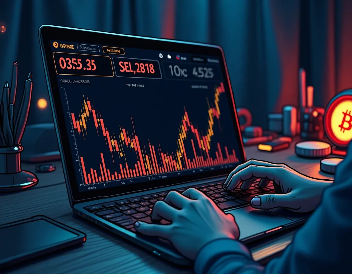 Trading platform screen displaying Bitcoin profit-taking sell orders at predetermined price levels