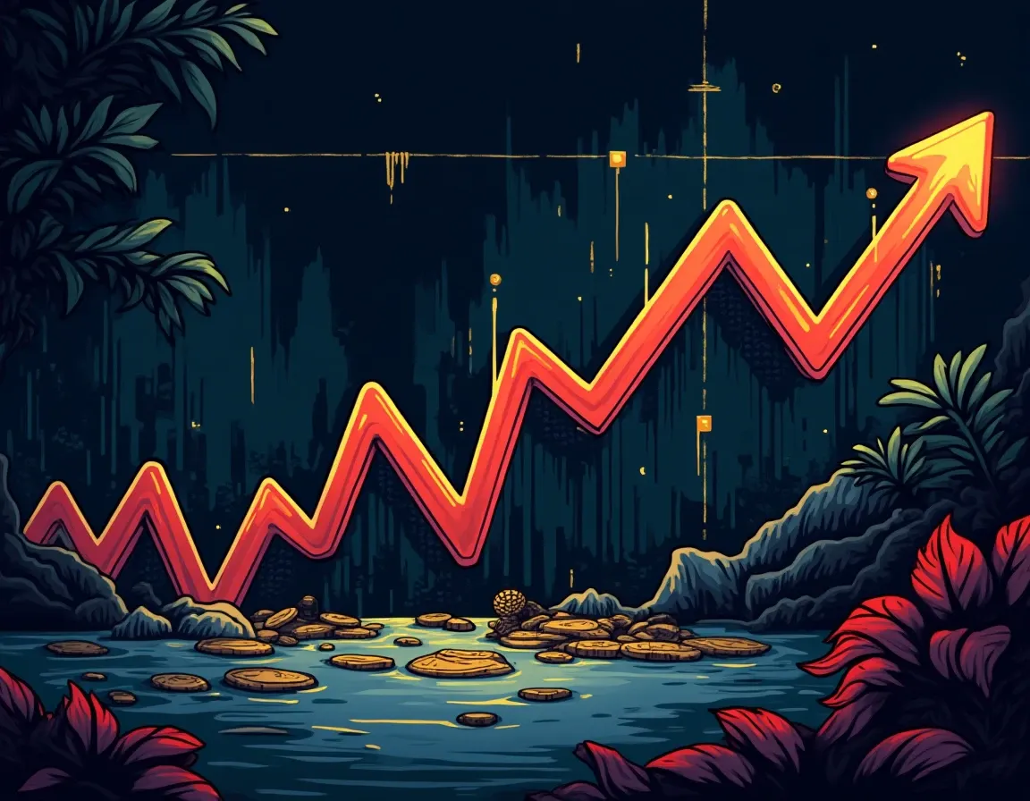 Crypto portfolio performance chart illustrating systematic profit-taking at multiple price levels during bull run