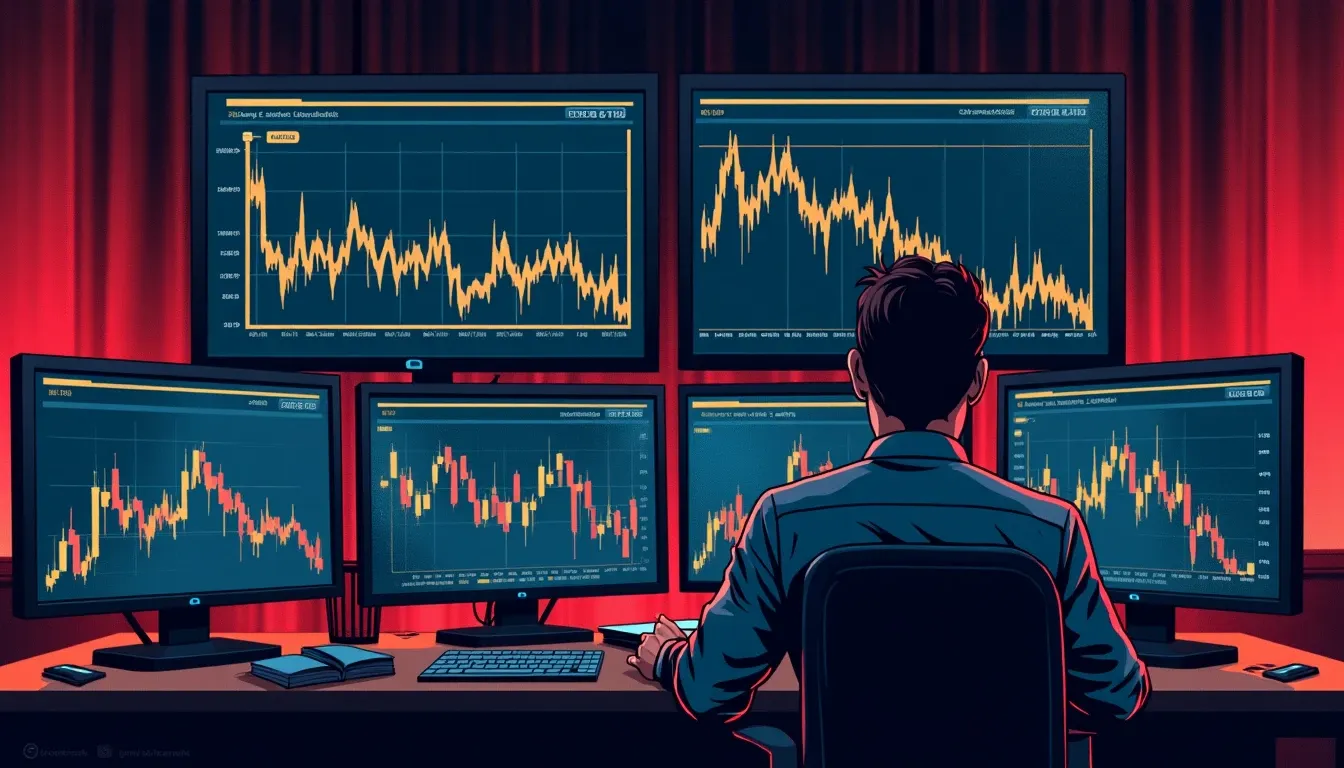 Declining financial charts showing protocol TVL dropping below critical thresholds