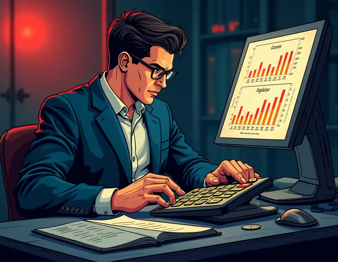 Migration threshold calculation workflow showing trading costs and expected duration formulas on workspace desk