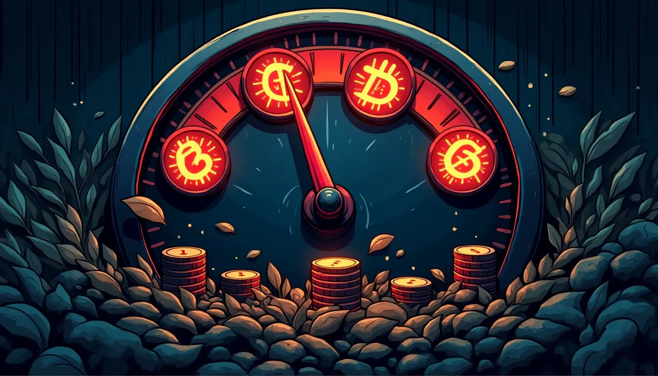 Volatility gauge showing fluctuating rates across DeFi protocol symbols