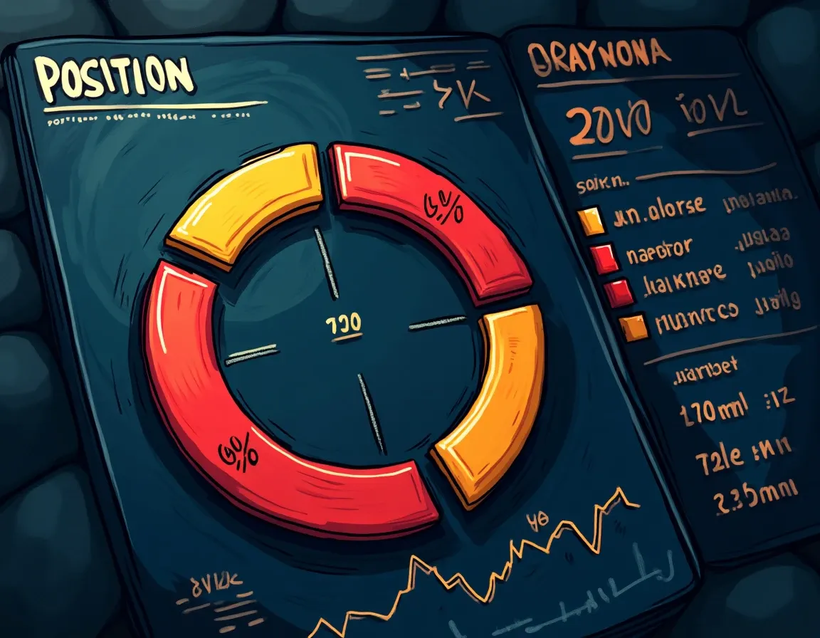 Concentration risk pie chart with position size thresholds marked by warning zones