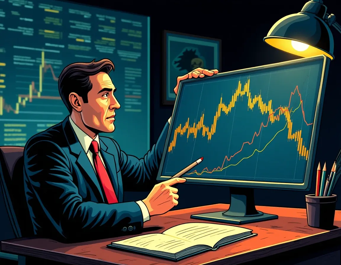 Financial analyst reviewing sovereign debt yield spreads and historical crisis parallels on screens