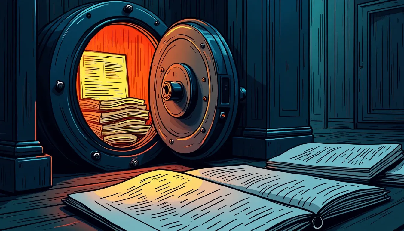ETF prospectus documents next to institutional vault symbolizing retail investor access to yield vehicles