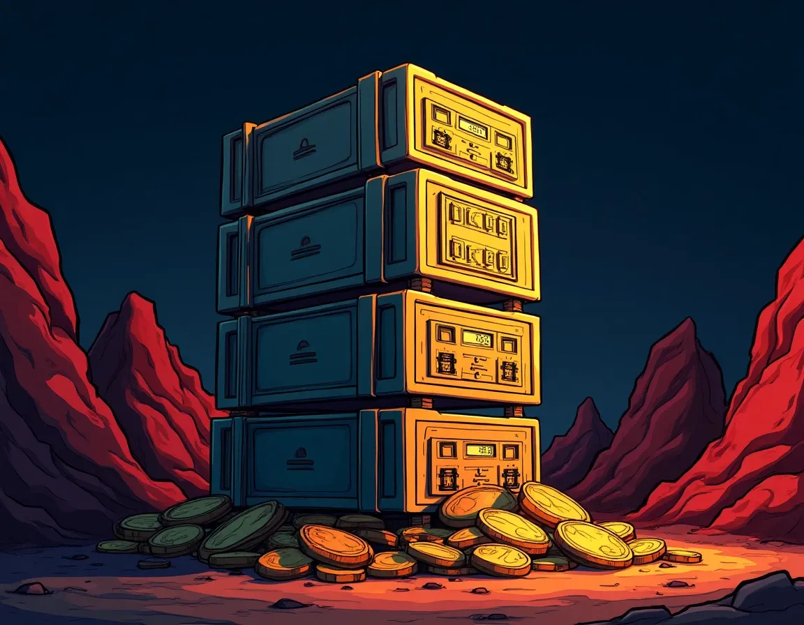 Four Futurebit Apollo Solo miners stacked symbolizing rare solo block discoveries