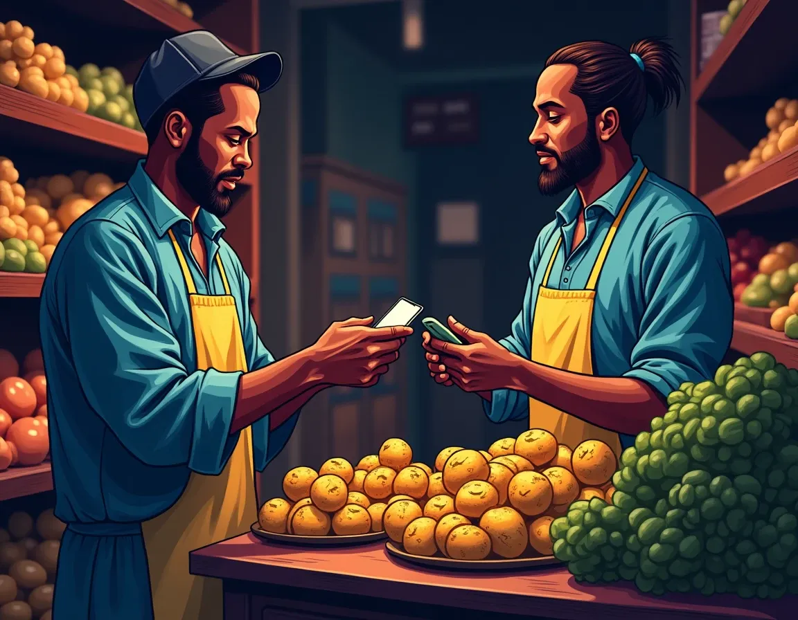 Nigerian merchant accepting stablecoin payment via mobile platform for instant naira settlement