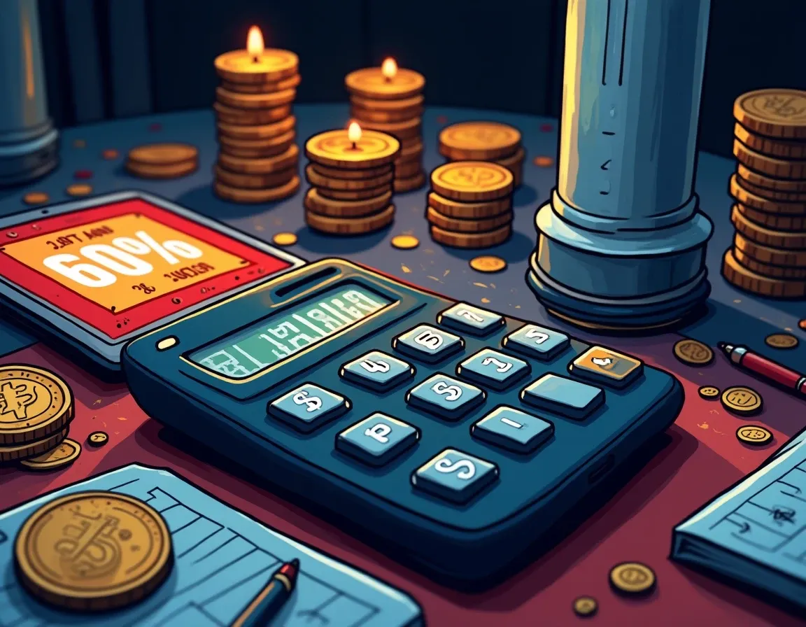 Calculator and mobile device showing stablecoin lending rate comparison and breakeven analysis