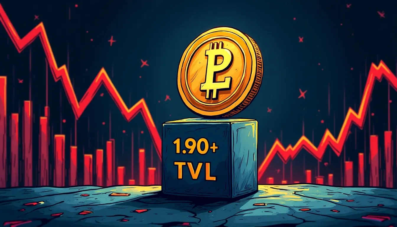 Sky Lending token on declining chart showing 1.90 point drop with $5.867B TVL annotation