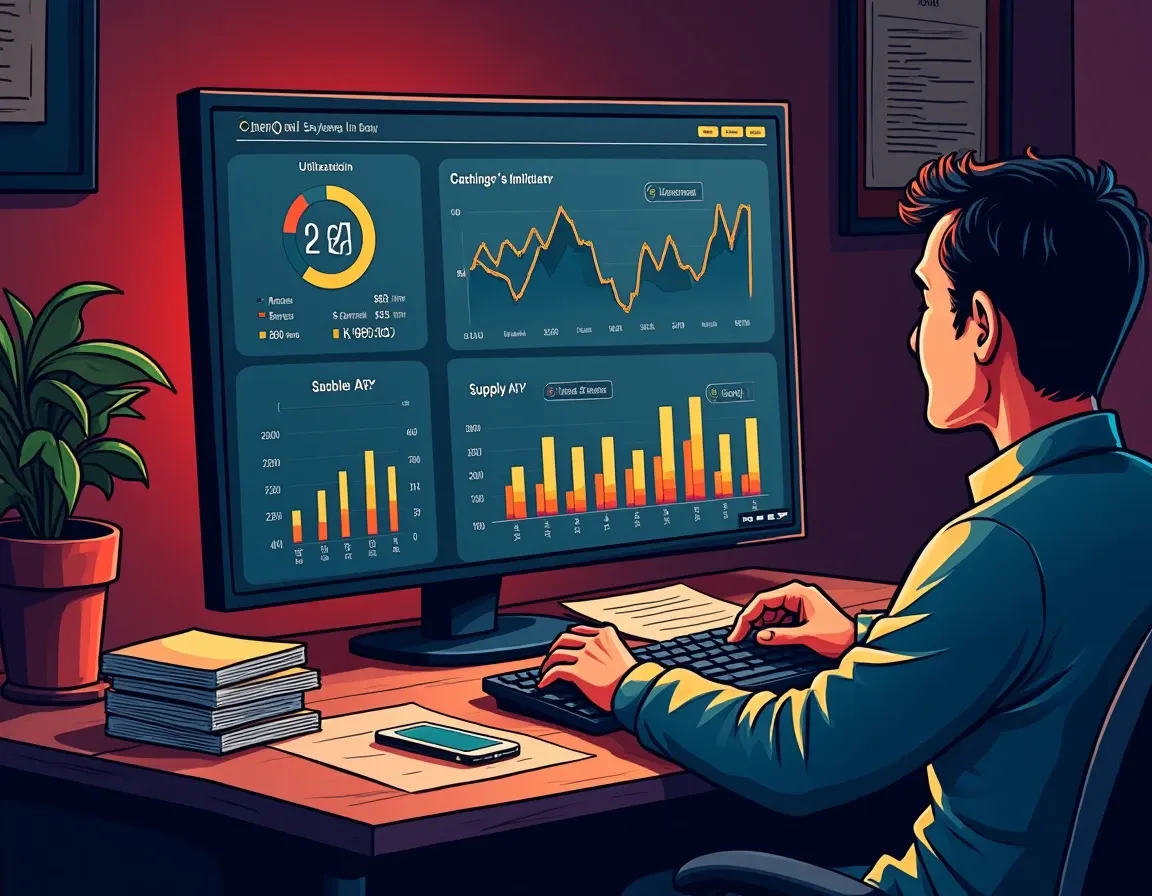DeFi protocol dashboard displaying utilization curves and real-time stablecoin lending rates