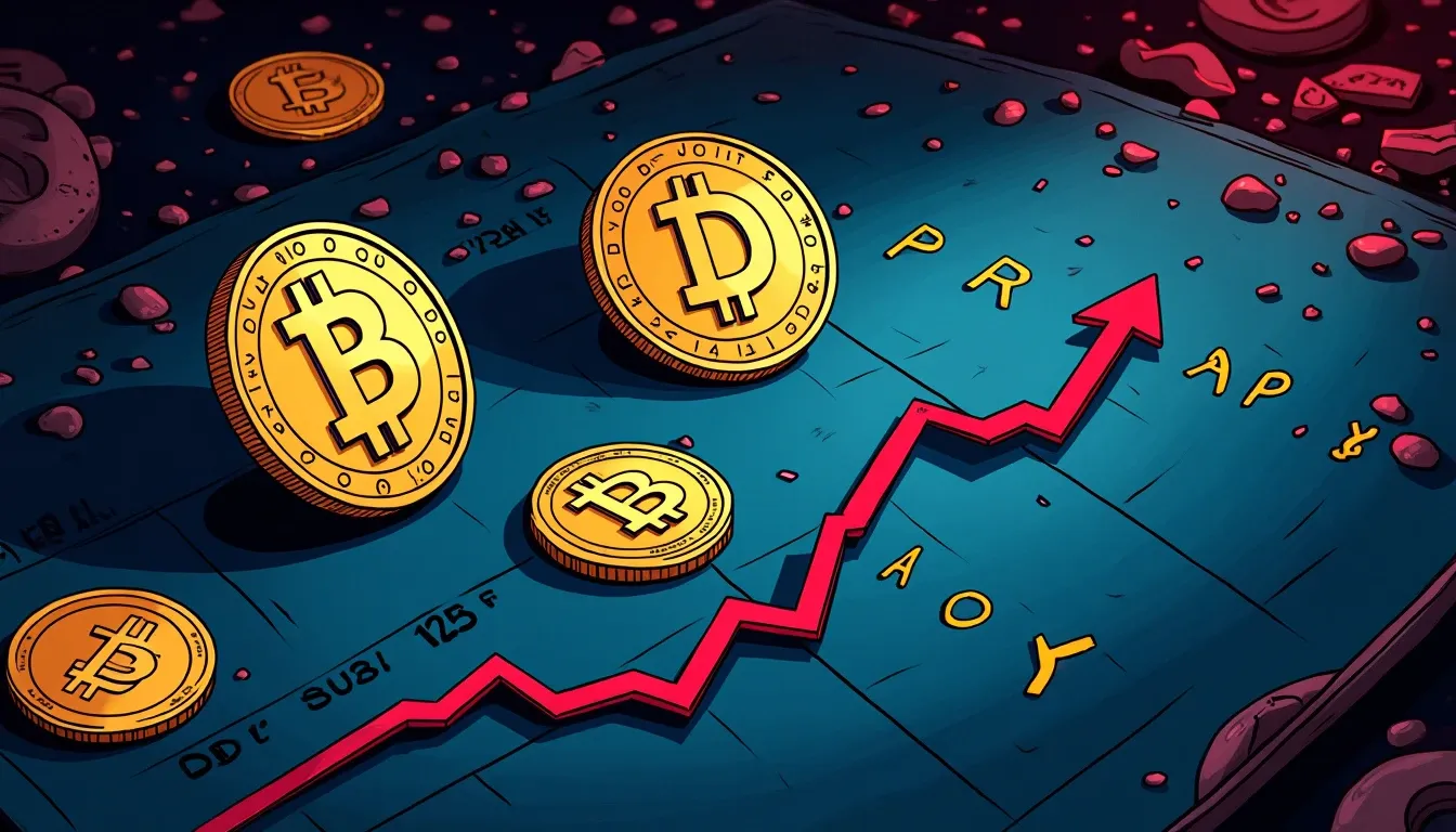 Stablecoin tokens arranged with APY percentage chart and DeFi protocol symbols
