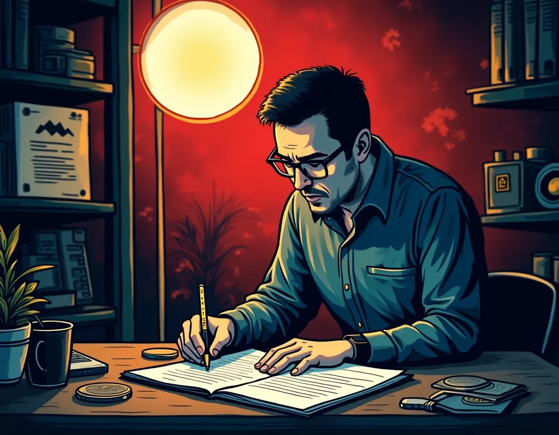 Investor calculating real staking yield after subtracting inflation from nominal APY rate