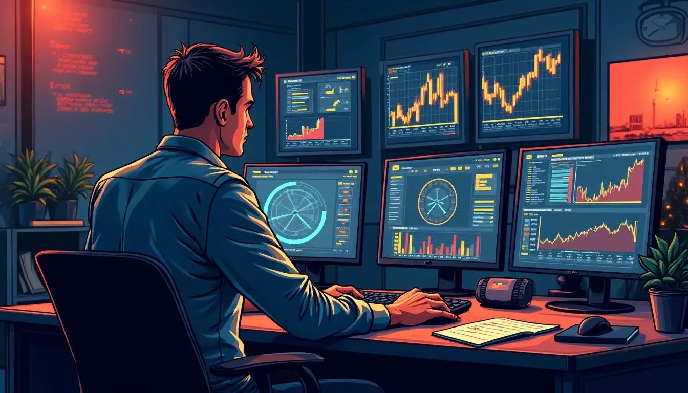 Analyst reviewing financial charts comparing sustainable and temporary yield sources across market cycles