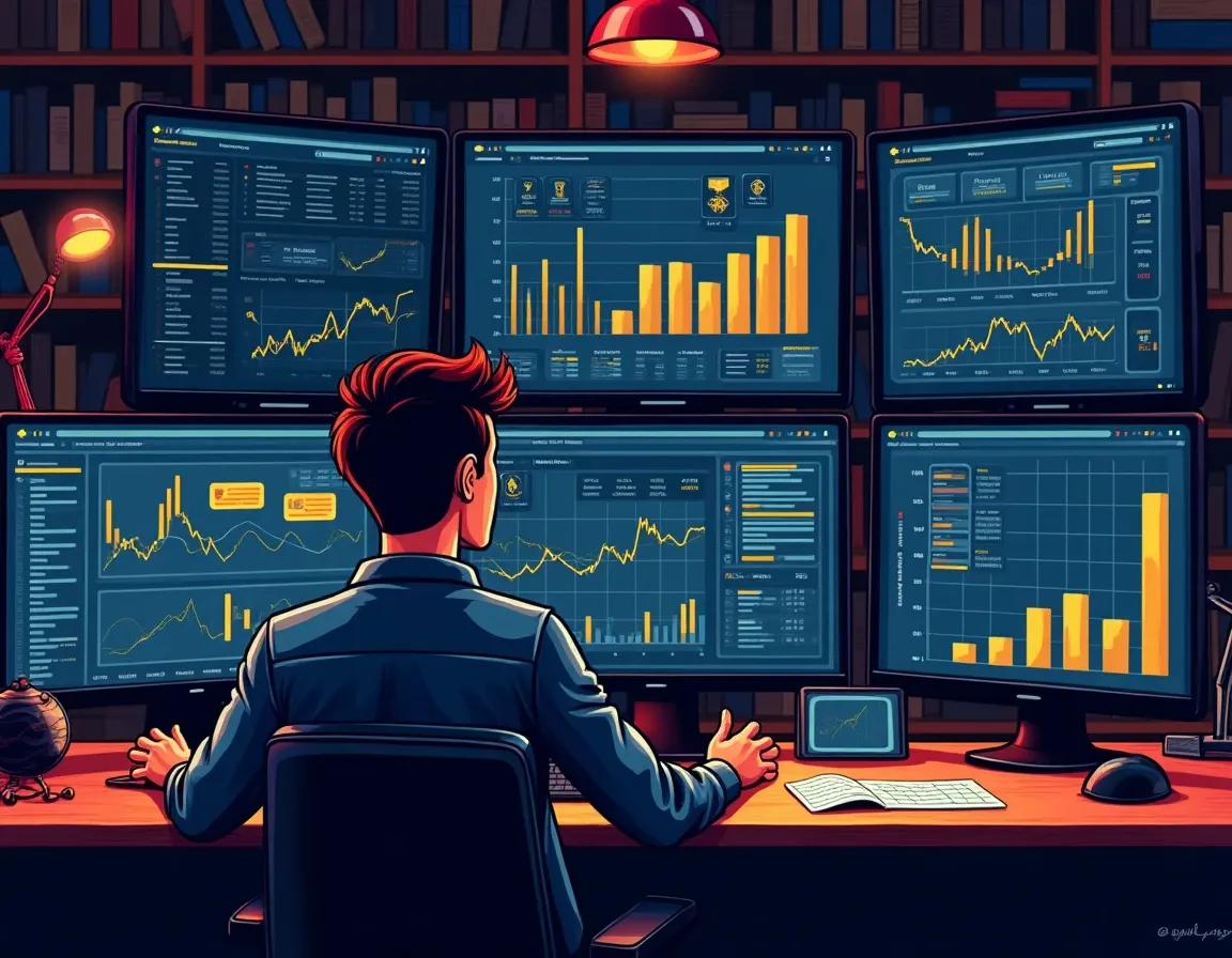 Analyst examining blockchain transaction data and wallet clustering patterns on computer screens