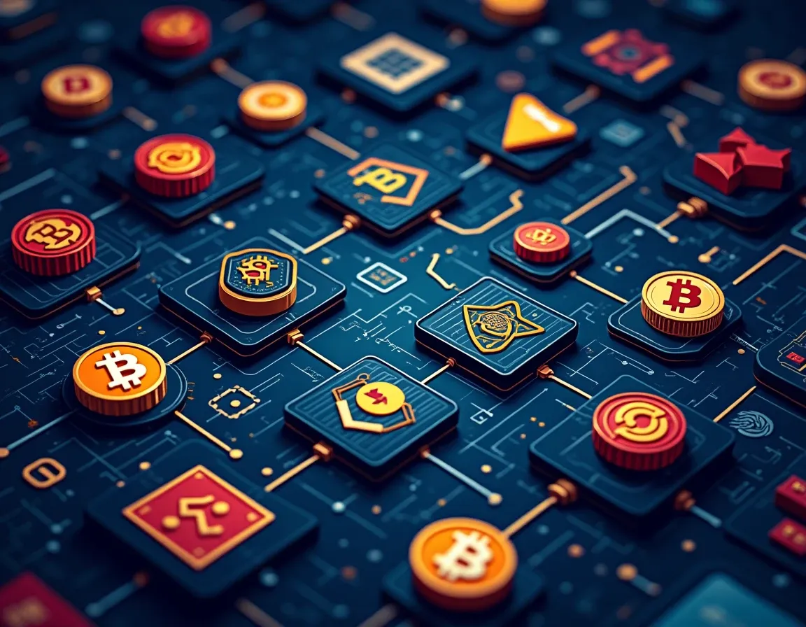 Blockchain network logos and DeFi protocol icons representing multi-chain wallet compatibility and WalletConnect integration