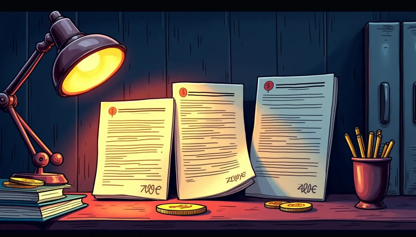Three token sale contracts showing varying discount rates, vesting schedules, and allocation terms