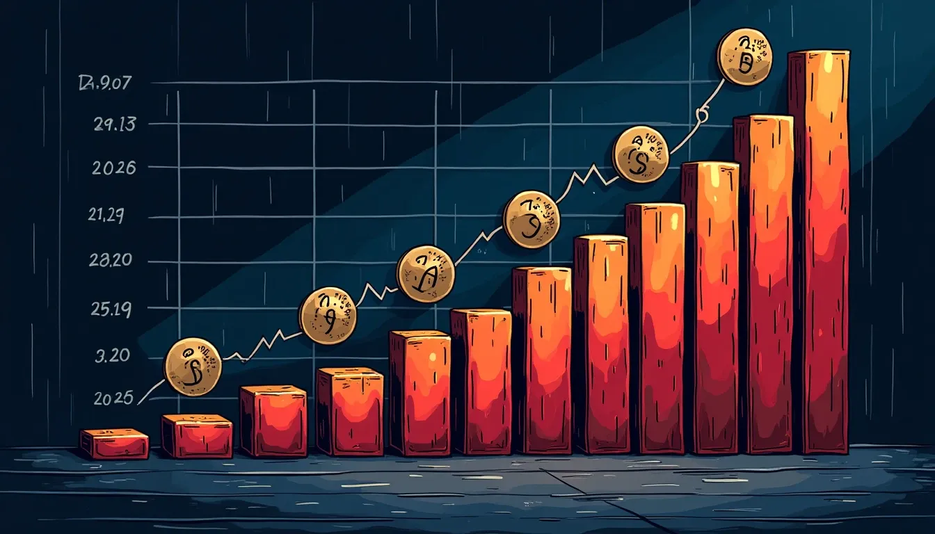 Calendar with token unlock dates overlaid on descending bar chart of supply increases