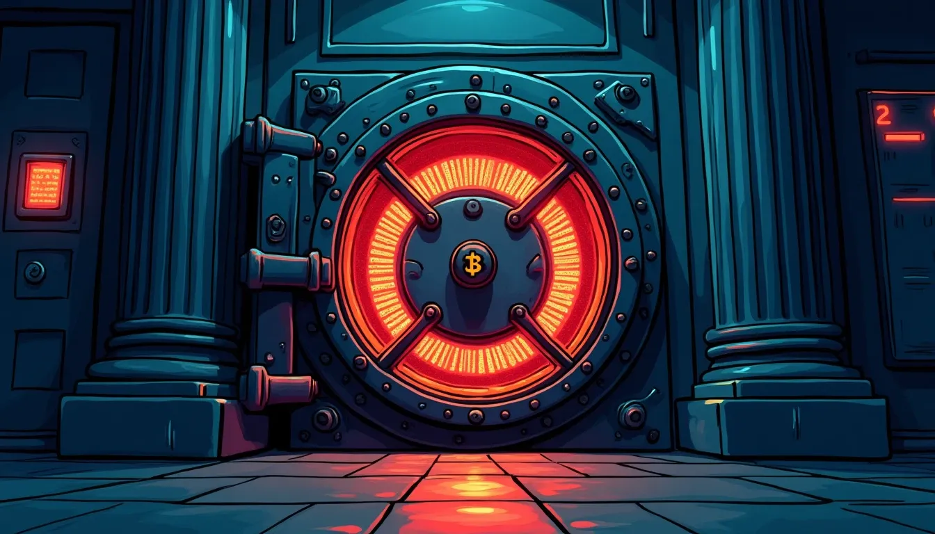 Modern bank vault with digital interface representing tokenized deposit infrastructure