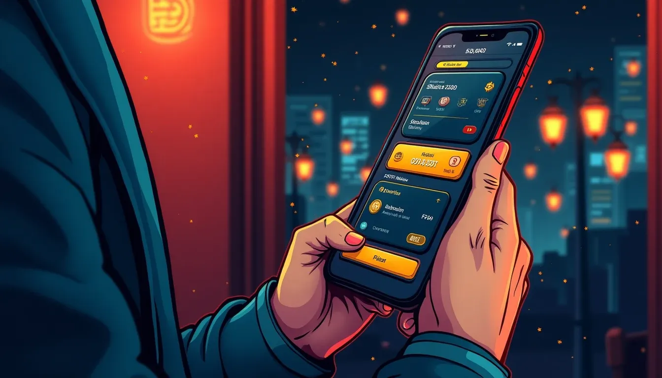 Person reviewing cryptocurrency wallet mobile application on smartphone screen with trading interface visible