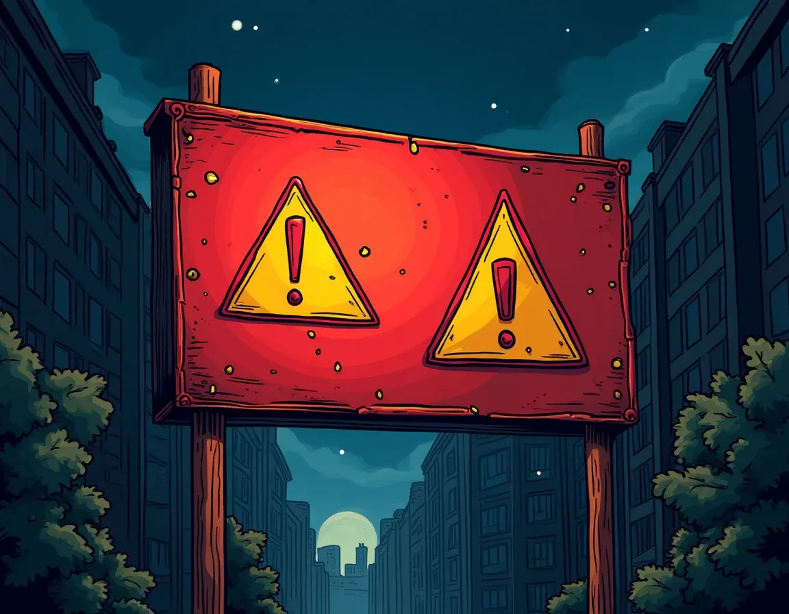 Security breach notification banner with vulnerability alert symbols