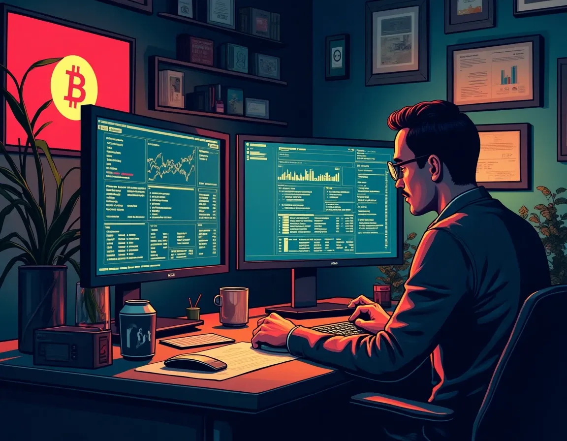 Flash loan transaction executing within single blockchain block on monitoring screens