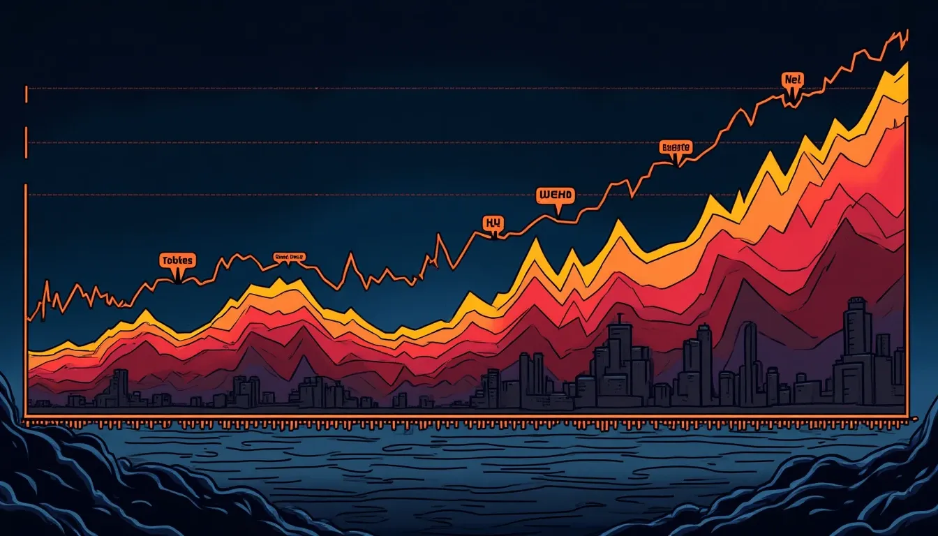 Uniswap V3 concentrated liquidity ranges displayed on price curve with total value locked indicators