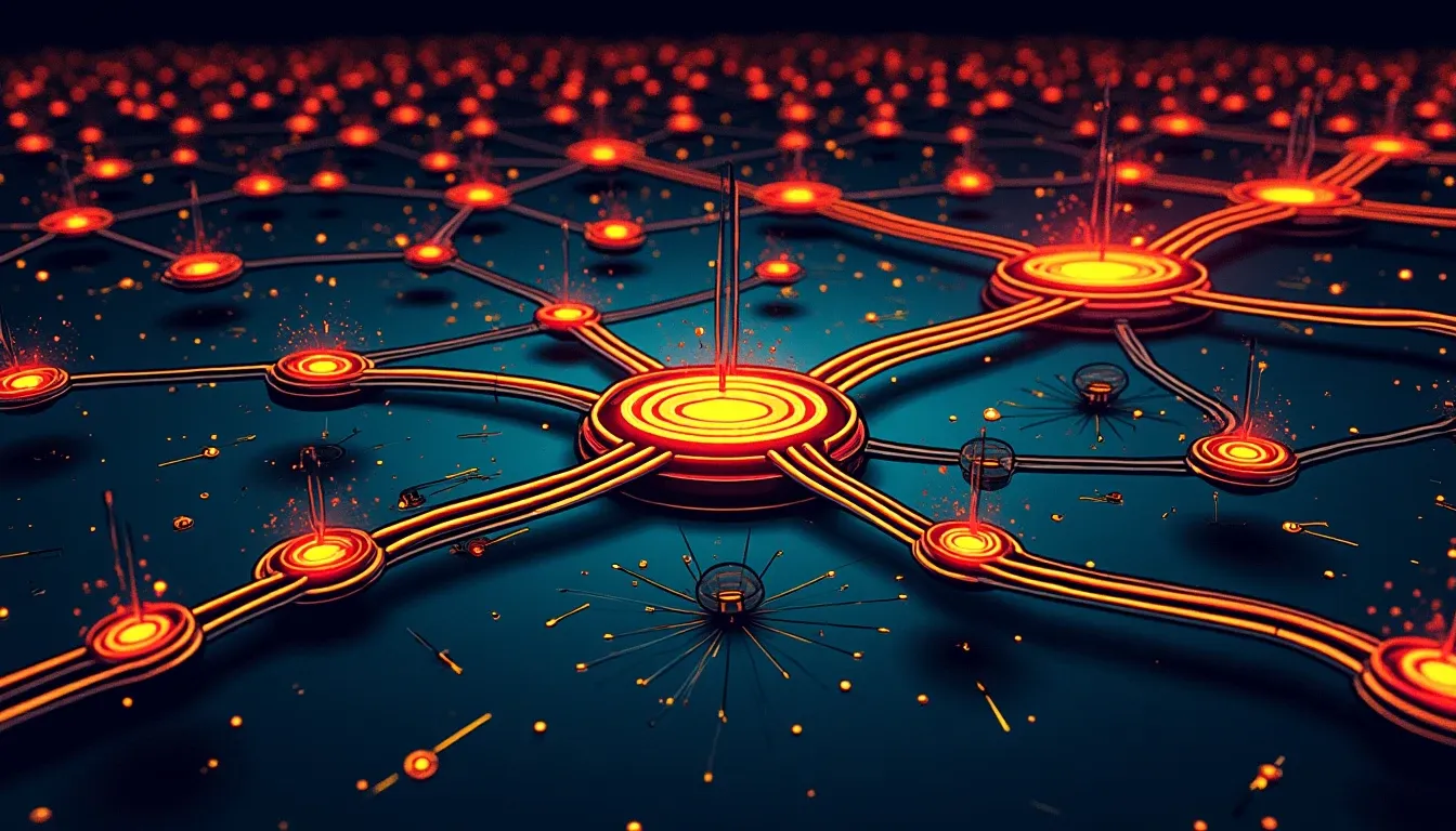 Blockchain transaction graph with wallet addresses connected by funding paths showing cluster formations